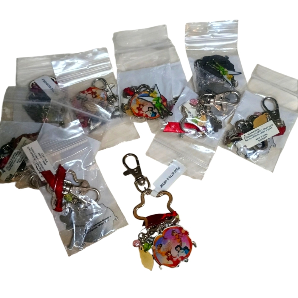 Lot Of 10 New Disney Keychain Bookbag Clip With Tinkerbell Firm Price